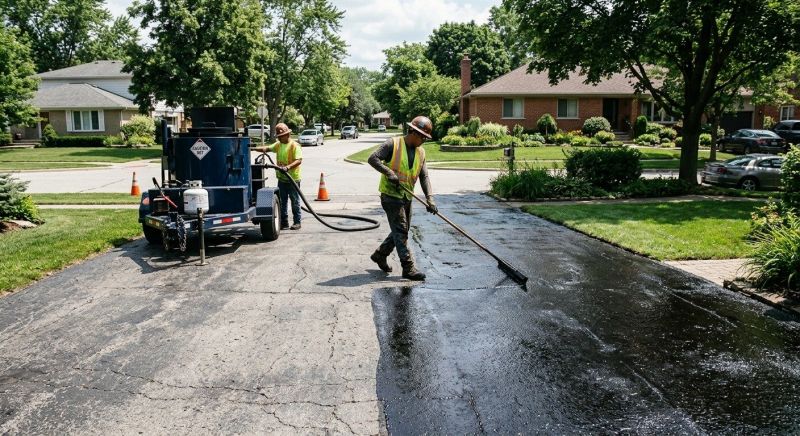 Hot Tar Driveway Sealing in Grand Rapids, MI